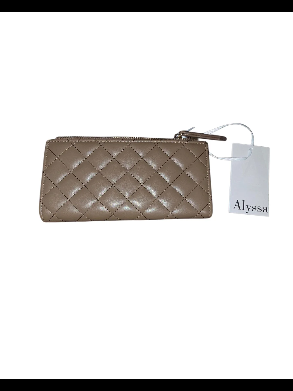 Brand New - Quilted Brown Wallet with Gold Accent